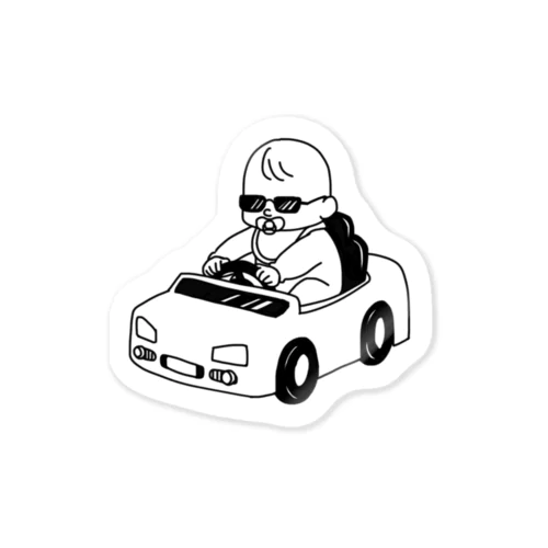 おもちゃの車に乗る赤ちゃん Sticker