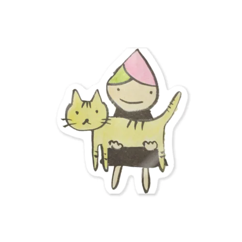 フジツボちゃん猫を持つ Sticker