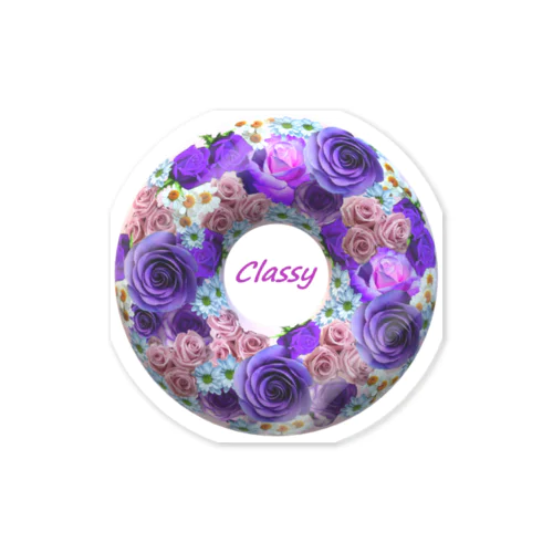 薔薇のリース　パープル　 Classy ステッカー