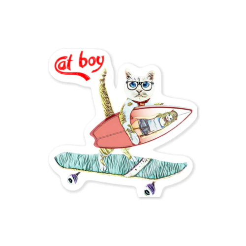  CAT BOY メガネ Sticker