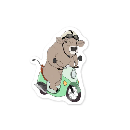 原チャリぶんぶんブラウンスイス牛さん Sticker