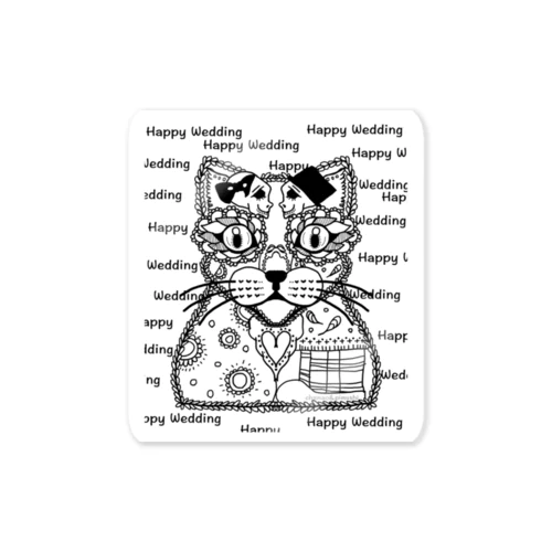 【ねこ×ドクロ】HAPPY WEDDING Sticker
