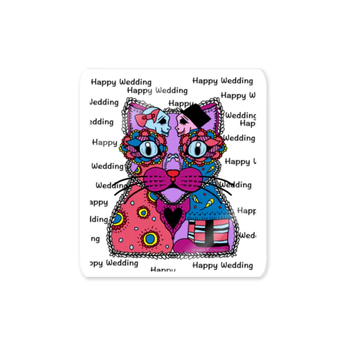 【ねこ×ドクロ】HAPPY WEDDING  Sticker