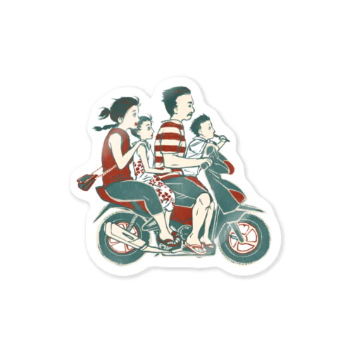 【バリの人々】バイク家族乗り Sticker