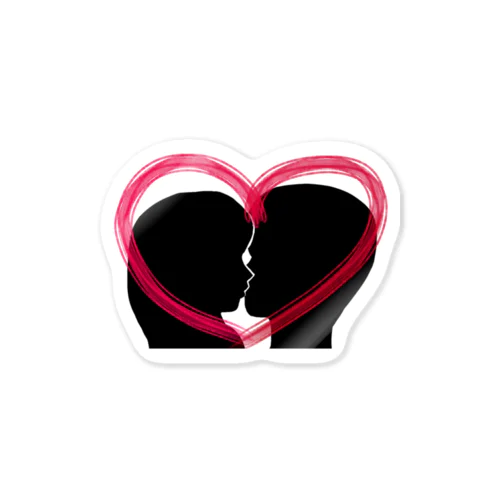 Silhouette of kiss with heart♥② Sticker