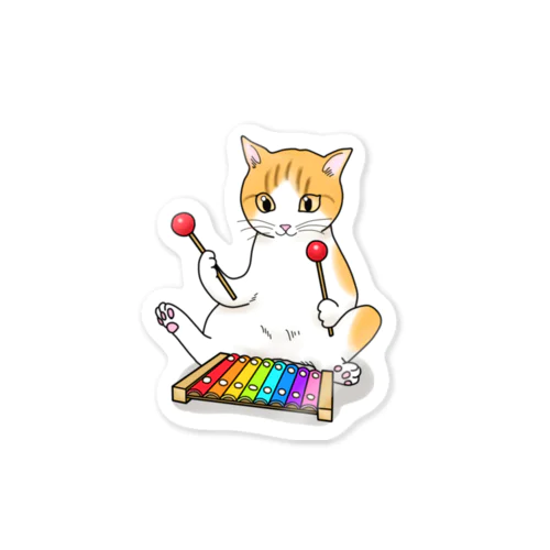 木琴を叩く猫 Sticker