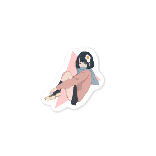 目玉焼き頭に乗ってますよ Sticker