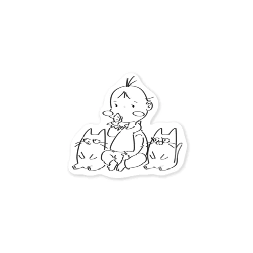 BABY & CATS (SITTING) ステッカー