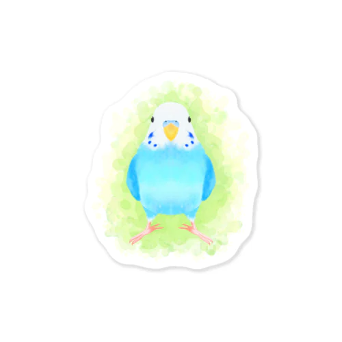 ほんわかセキセイインコ　ブルー【まめるりはことり】 Sticker