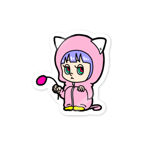 ねこパーカーのおんなのこ Sticker