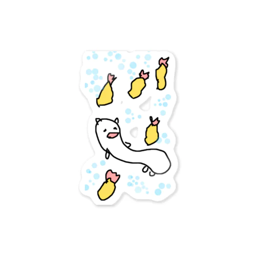 エビフライの雨をひらりと避けるねこです Sticker