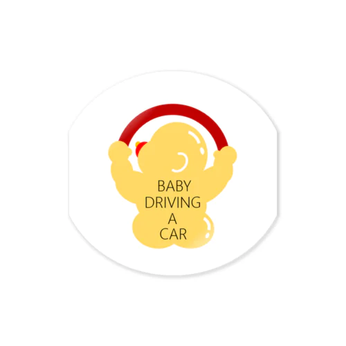 BABY DRIVING A CAR Sticker