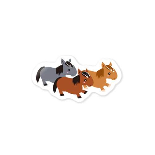 3HORSES☆馬の群れ（3頭） Sticker
