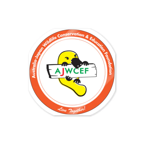 【丸カット】 AJWCEF オリジナル カモノハシステッカー オレンジ  Sticker