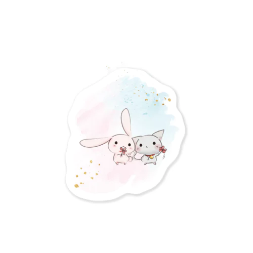 さくらいろのうさぎとふにゃん Sticker