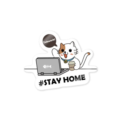 stayhomeにゃんこ ステッカー