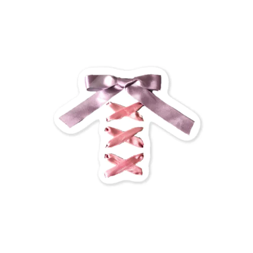 Pink × Lavender Lased-up Ribbon Sticker