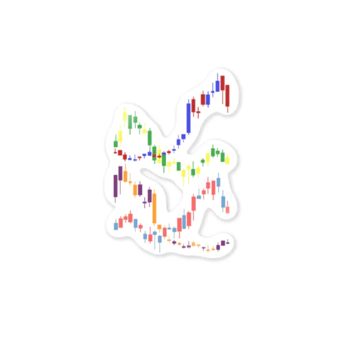 うねうねローソク足4本 ステッカー