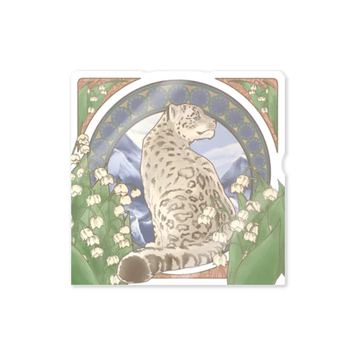 アール・ヌーヴォー調 ユキヒョウ Sticker