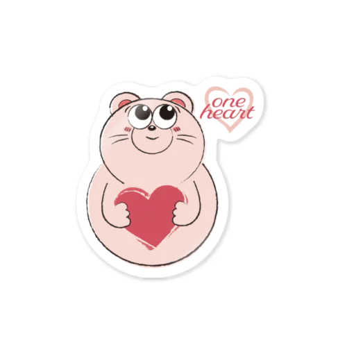 One Heart Bear Sticker