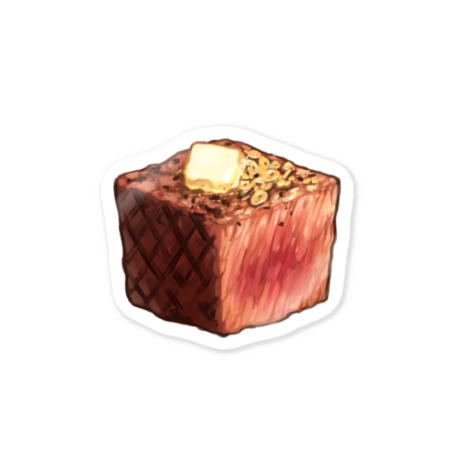 キューブ飯　ステーキ Sticker