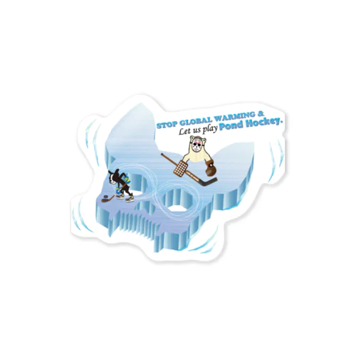Pond Hockey Stop Global warming  Sticker