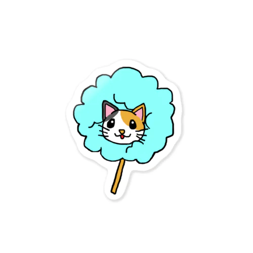 わたあめにゃんこ　三毛猫ver(水色) Sticker