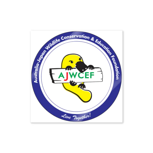 【四角カット】 AJWCEF オリジナル カモノハシステッカー 青 ステッカー