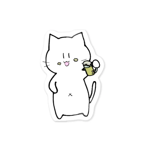 へそねこ　ビールうまし Sticker