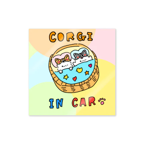 CORGI IN CARステッカー Sticker