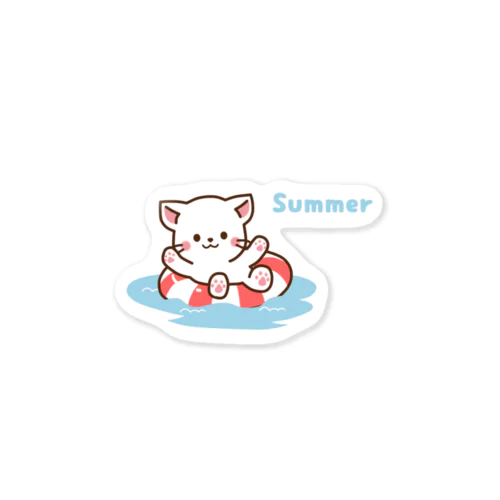 しろねこ♡夏 summer Sticker