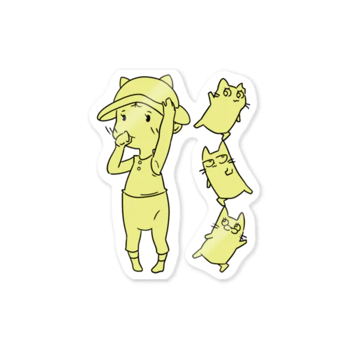 赤ちゃんと3にゃんズ Sticker