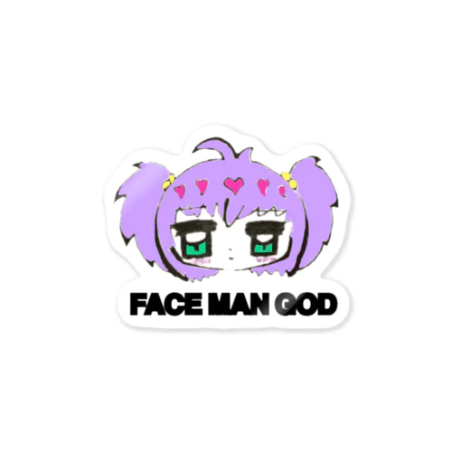 FACE MAN GODちゃん(Purple) ステッカー