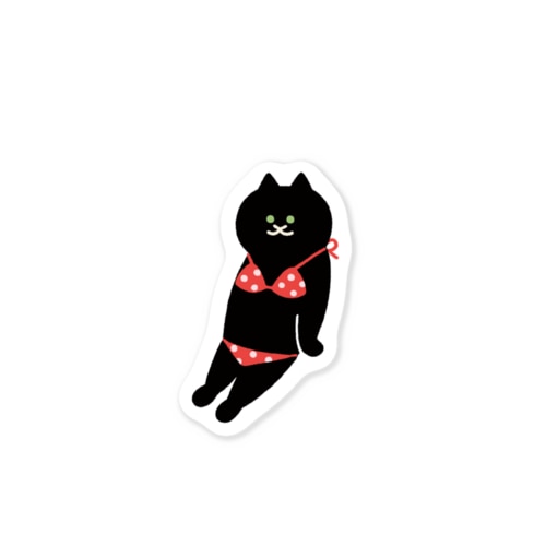 赤いビキニのねこ Sticker