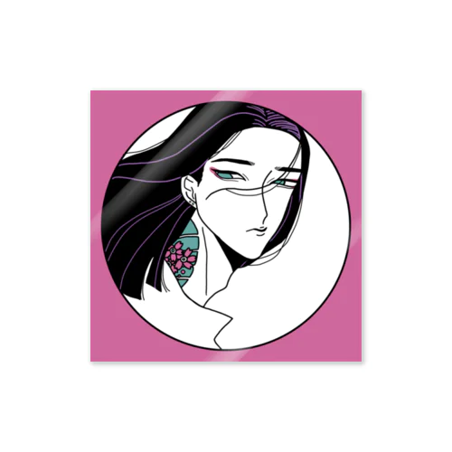 黒髪青年 桜吹雪紋紋 Sticker