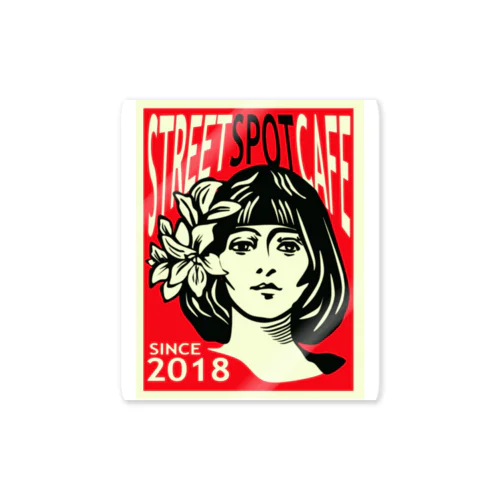 STREETSPOTCAFE001号redステッカー Sticker