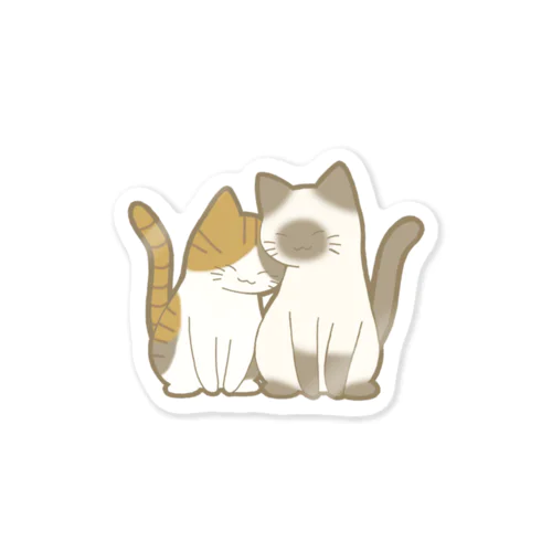 仲良し猫　縞三毛&ポインテッド Sticker