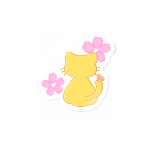 ぽっちゃりオレンジ桜ねこ Sticker