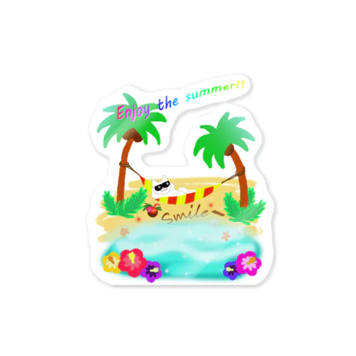 猫の休日🍹（ハイビスカスver.） Sticker