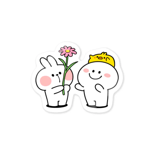 Spoiled Rabbit Flower / あまえんぼうさちゃん フラワー  Sticker