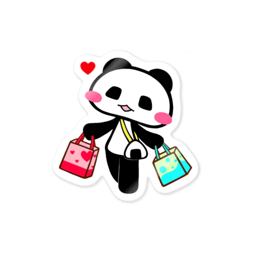 パンダのおにぎりくん。買い物をする。 Sticker