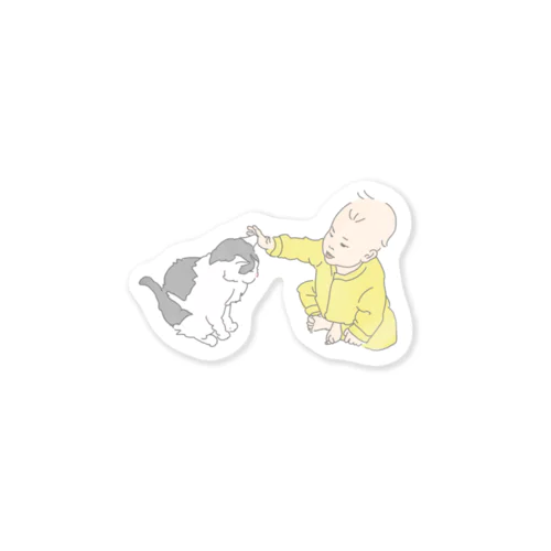 猫のくらのすけ君と赤ちゃん Sticker