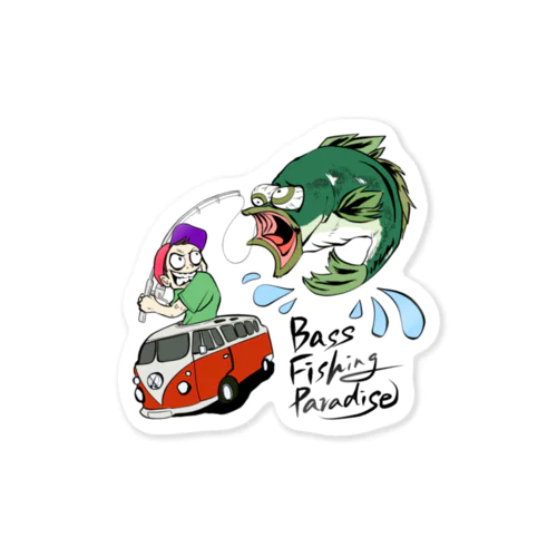 bass　fishing　paradise Sticker