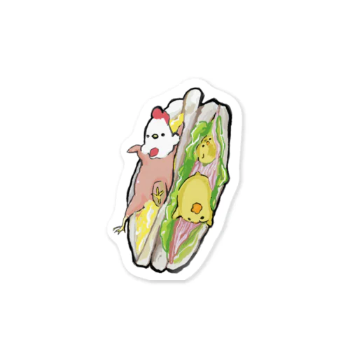 にわとりこけこ:サンドイッチ ステッカー