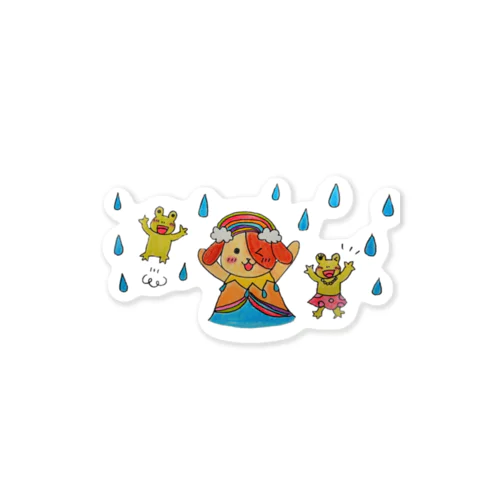 にじ犬ちゃんと楽しい雨 Sticker