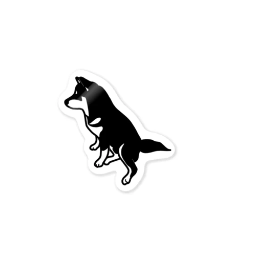 黒柴　オスワリ Sticker