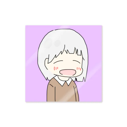 白の眠たい女の子 Sticker