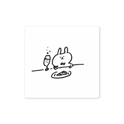 ワインとピザなうさぎさん Sticker