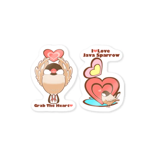 ♡を掴むよシナモン文鳥&I♡LOVEシナモン文鳥 Sticker