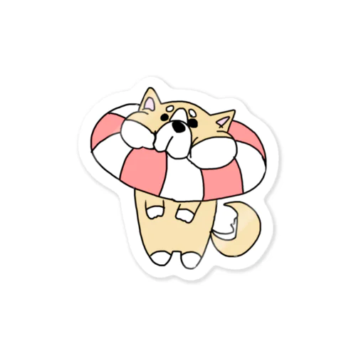 ヘタレ柴犬〜うきわ〜 Sticker